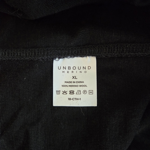 100% Merino Wool Beautiful Unbound XL Black Zip-Up Hoodie NWOT no Pockets - Picture 5 of 5